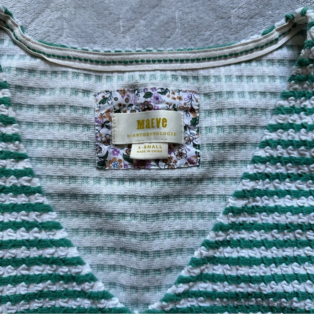 Maeve Anthropologie Peplum Textured Tank Green White Size XS - Picture 4 of 7